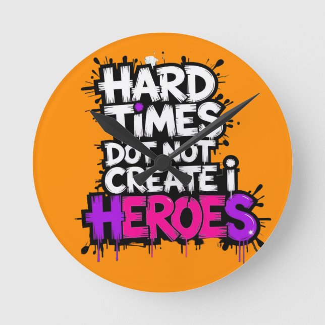 Vibrant Gradient Typographical Create Heroes  Round Clock (Front)