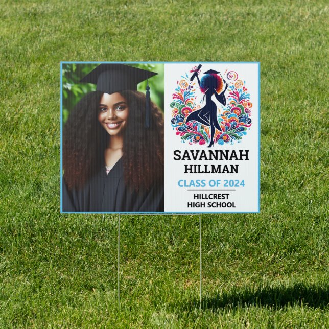 Vibrant Graduation African American Girl Photo Sign (Insitu)