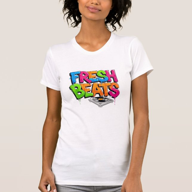 Vibrant Graffiti Fresh Beats DJ Turntable T-Shirt  (Front)