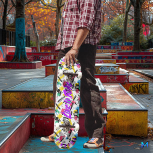 Vibrant Graffiti & Neon Green 'Live to Ride' Motto Skateboard