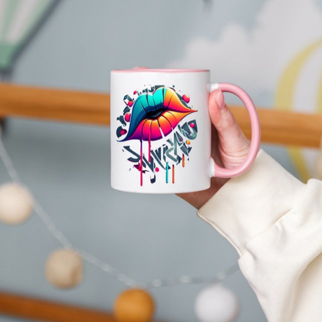 Vibrant Graffiti-Style Colorful Lips Mug (Creator Uploaded)
