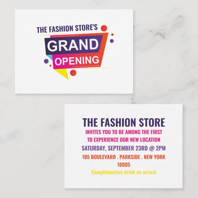 Vibrant Grand Opening Ceremony Card (Front/Back)