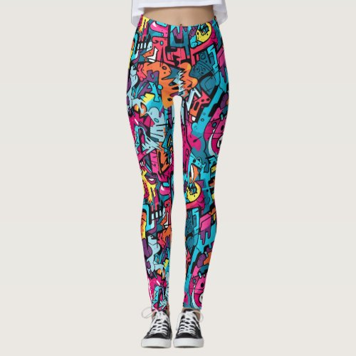 Vibrant Graphic Graffiti_Inspired Leggings