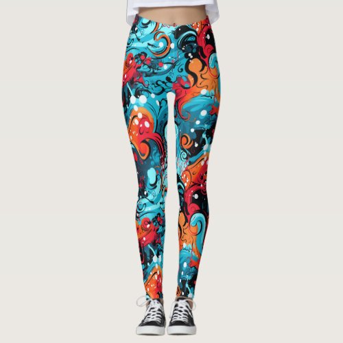 Vibrant Graphic Graffiti_Inspired Leggings