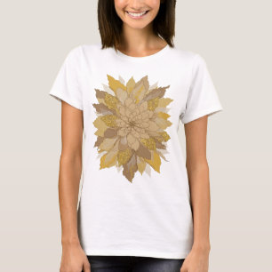 Vibrant Gray GOLDEN LEAVES AND GLITTERY FLOWERS T-Shirt