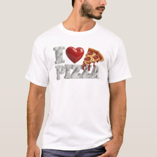 Vibrant Gray I LOVE PIZZA Graphic Tee Design