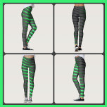 Vibrant Green and Black Stripes Leggings<br><div class="desc">These fun leggings feature bright green stripes like neon lights in the dark highlight the front with a muted black on black pattern on the back.  An edgy,  techno,  but sophisticated design that is truly unique.

This image is original photography by JLW_PHOTOGRAPHY</div>