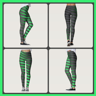 Emerald Green and Black Horizontal Stripes Leggings for Sale by  ColorPatterns