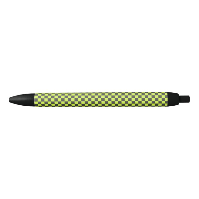 Vibrant Green and Gray Checkered Pattern Pen (Front)