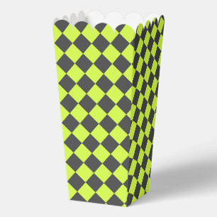 Vibrant Green and Gray Diamond Checkered Pattern Favor Boxes
