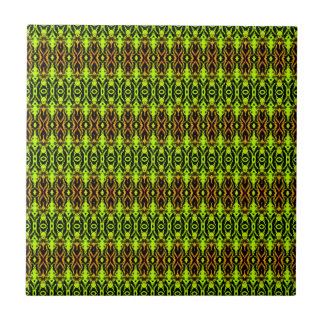 Vibrant Green and Orange Geometric Ceramic Tile