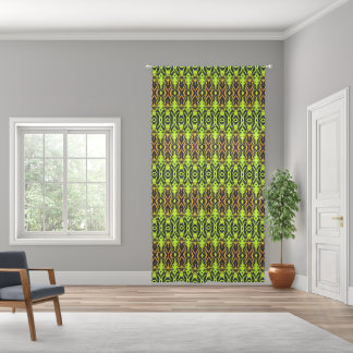 Vibrant Green and Orange Geometric Sheer Curtains