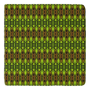 Vibrant Green and Orange Geometric Trivet