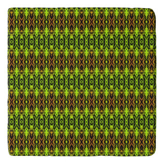 Vibrant Green and Orange Geometric Trivet