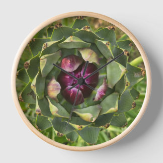 Vibrant Green and Purple Tuscan Artichoke Clock