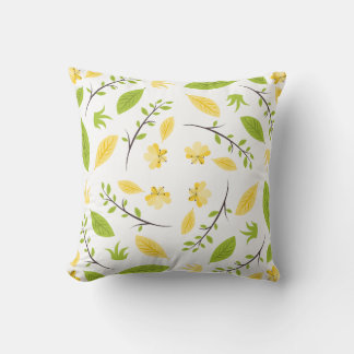 Vibrant Green and Yellow Botanical Leaves  Throw Pillow
