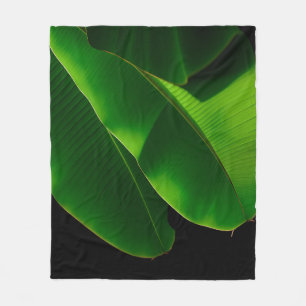 Vibrant Green Banana Leaf Tropical Closeup Fleece Blanket