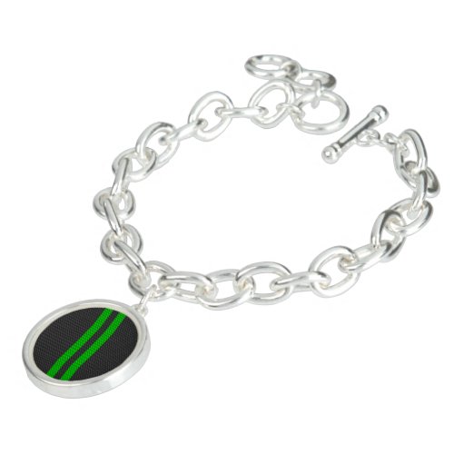 Vibrant Green Carbon Fiber Style Racing Stripes Bracelet