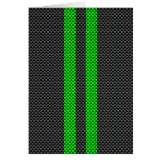 Vibrant Green Carbon Fiber Style Racing Stripes Cards (Front)
