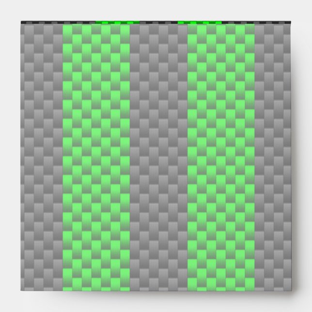 Vibrant Green Carbon Fiber Style Racing Stripes Envelope (Front)