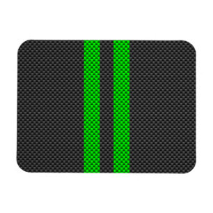 Vibrant Green Carbon Fiber Style Racing Stripes Magnet
