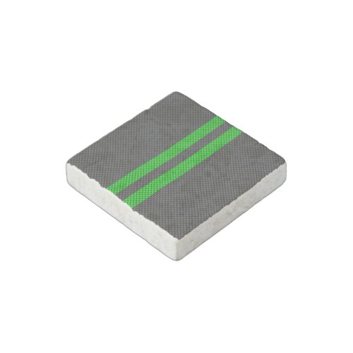 Vibrant Green Carbon Fiber Style Racing Stripes Stone Magnet