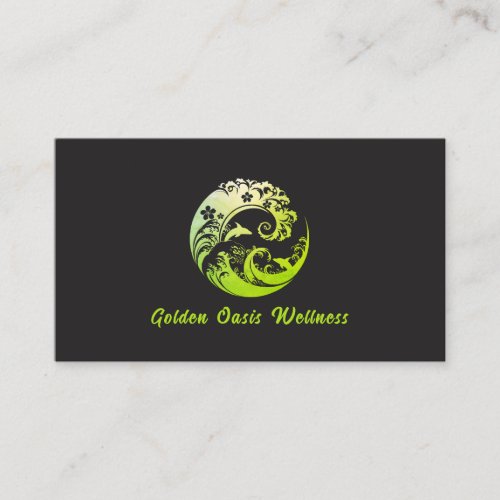 Vibrant Green Dolphin Wave Spa Esthetician Business Card