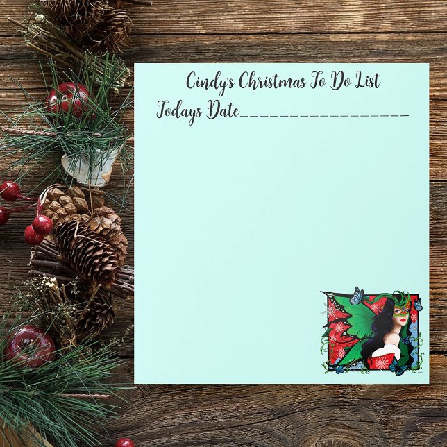 Vibrant Green Fantasy Masquerade Fairy Christmas  Notepad (Creator Uploaded)