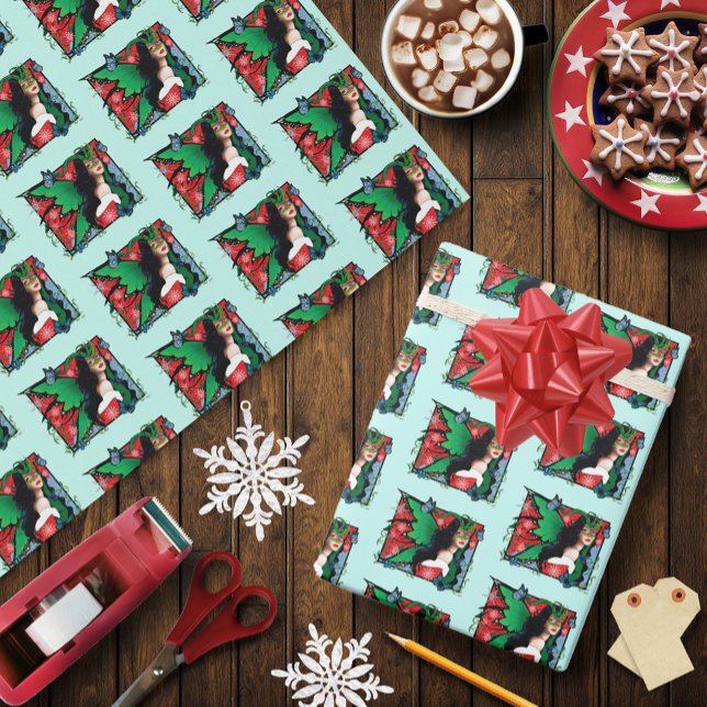 Vibrant Green Fantasy Masquerade Fairy Christmas Wrapping Paper (Creator Uploaded)