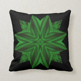 Vibrant Green Fractal Art Design Throw Pillow