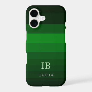 Vibrant Green Gradient Color Stripes with Monogram iPhone 17 Case