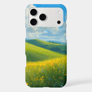 Vibrant Green Hills & Yellow Flowers Landscape Ar iPhone 17 Pro Max Case