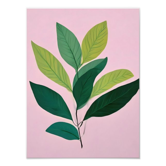 Vibrant Green Leaves on Pink Photo Print (Front)