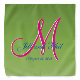 Vibrant Green Monogram Wedding Bandana