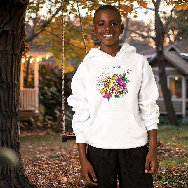 Vibrant Green Playful Leopard Gecko Floral  Hoodie (Creator Uploaded)