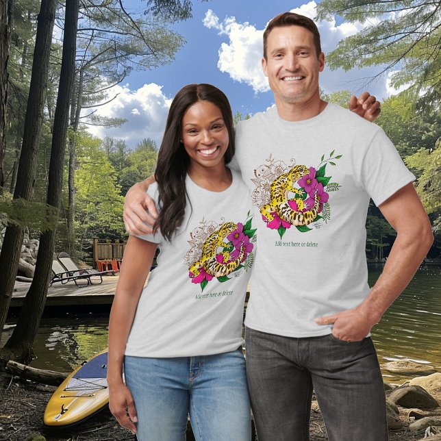 Vibrant Green Playful Leopard Gecko Floral  T-Shirt (Creator Uploaded)