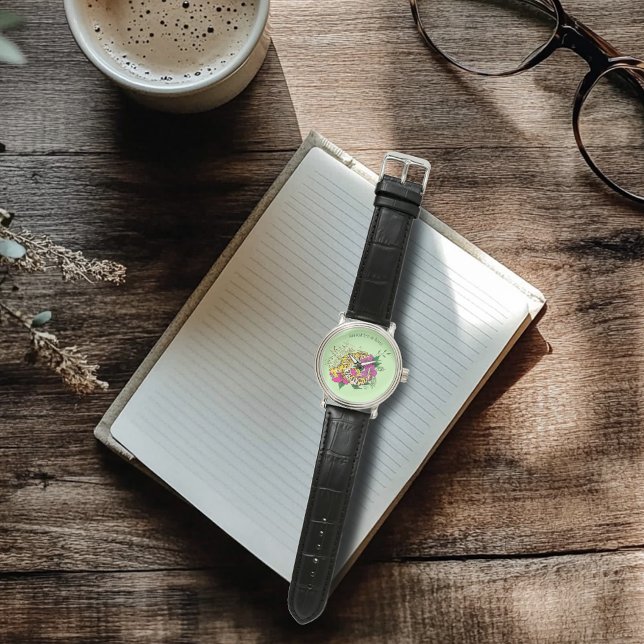 Vibrant Green Playful Leopard Gecko Floral  Watch (Creator Uploaded)