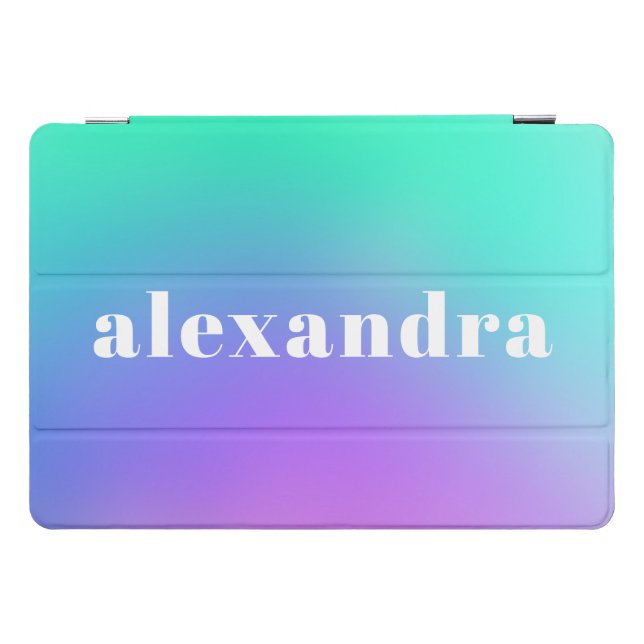 Vibrant Green Purple Abstract Gradient Name iPad Pro Cover (Horizontal)