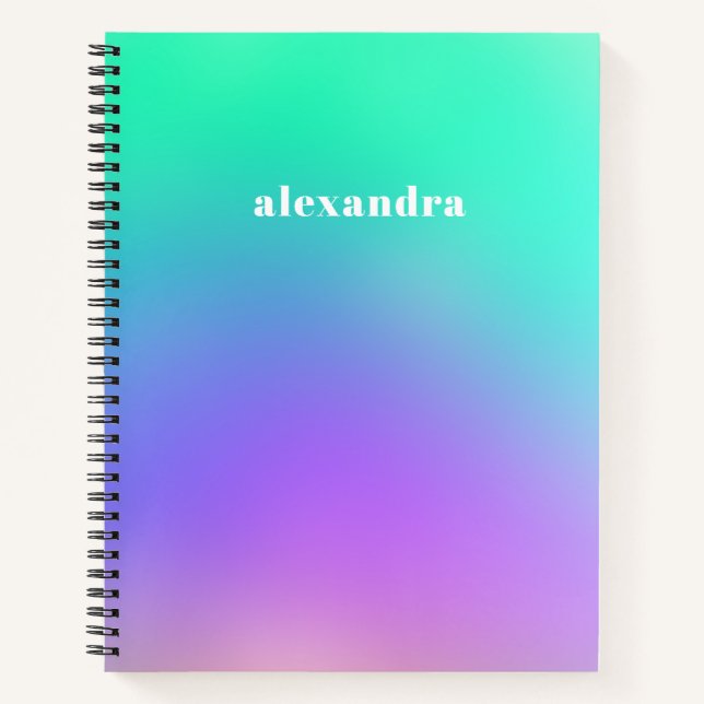 Vibrant Green Purple Abstract Unicorn Gradient Notebook (Front)