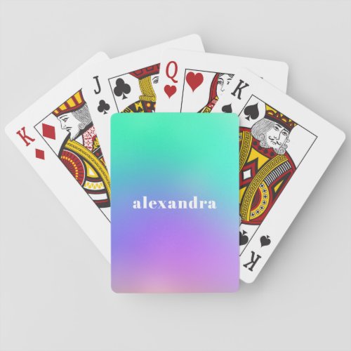 Vibrant Green Purple Abstract Unicorn Gradient  Poker Cards