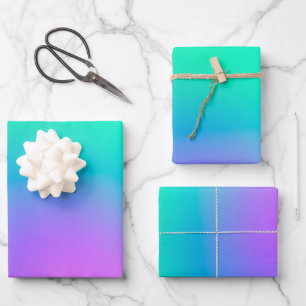 Vibrant Green Purple Abstract Unicorn Gradient Wrapping Paper Sheets