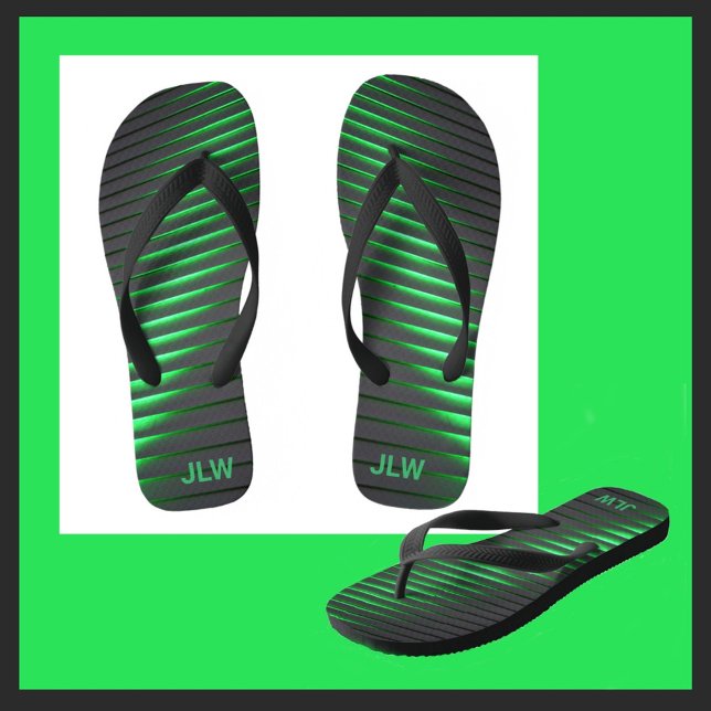 Vibrant Green Stripes and Black Flip Flops (Creator Uploaded)