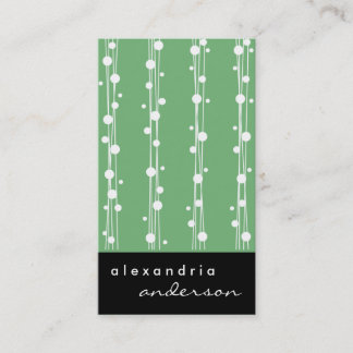 Vibrant Green Stylish Dots & Straw Business Cards