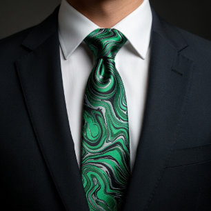 Vibrant Green Swirl Marble  Neck Tie