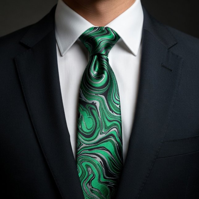 Vibrant Green Swirl Marble  Neck Tie (Creator Uploaded)