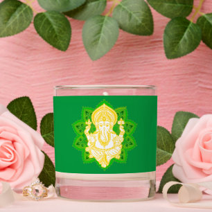 Vibrant Green & Yellow Lord Ganesh Scented Candle