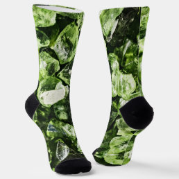 Vibrant greenery crystal rocks abstract cool socks