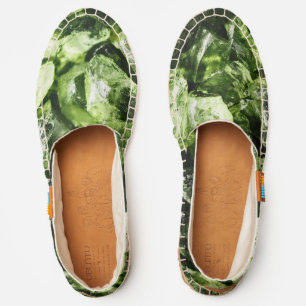 Vibrant greenery crystal rocks espadrilles