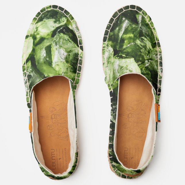 Vibrant greenery crystal rocks espadrilles (Front)