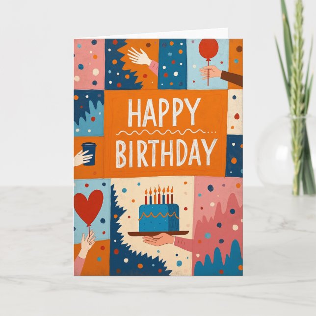 Vibrant Grid Birthday Card (Front)
